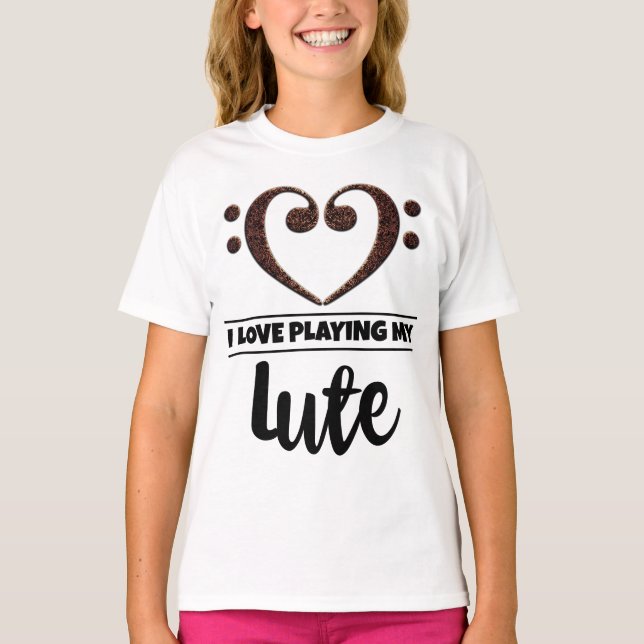 Bass Clef Herzstück Liebe Lute T-Shirt (Vorderseite)