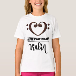 Bass Clef Herzstück Liebe Violine spielen T-Shirt