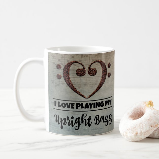 Bass Clef Herzstück Vintage Noten Bass Kaffeetasse (Mit Donut)