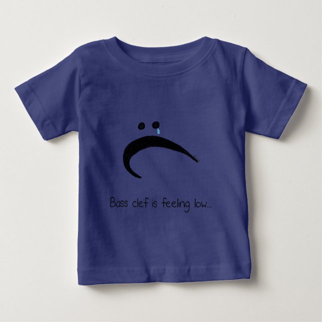 Bass Clef ist Gefühl Low - Funny Music Cartoon Baby T-shirt (Vorderseite)
