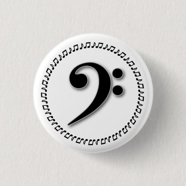 Bass Clef Music Note Design Button (Vorderseite)