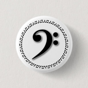 Bass Clef Music Note Design Button
