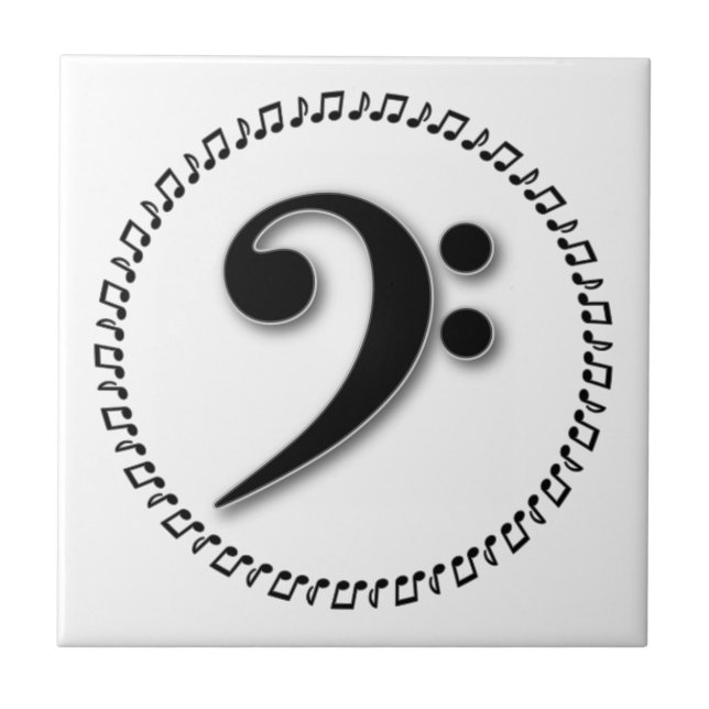 Bass Clef Music Note Design Fliese (Vorderseite)