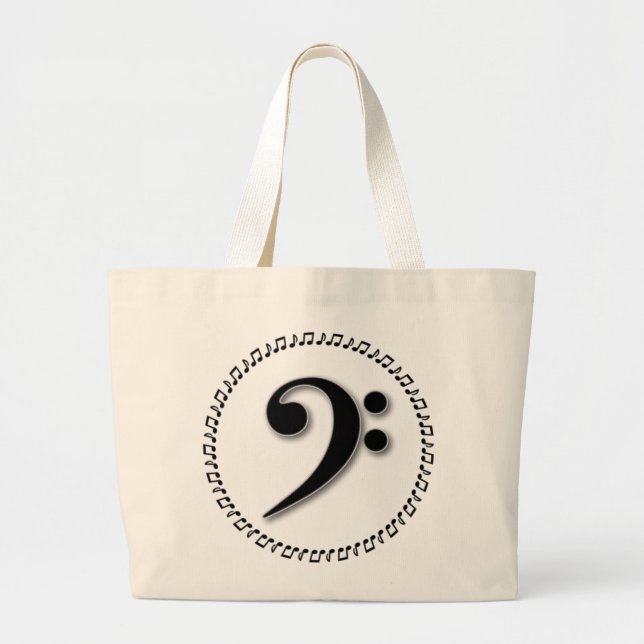 Bass Clef Music Note Design Jumbo Stoffbeutel (Vorne)