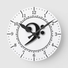 Bass Clef Music Note Design Runde Wanduhr