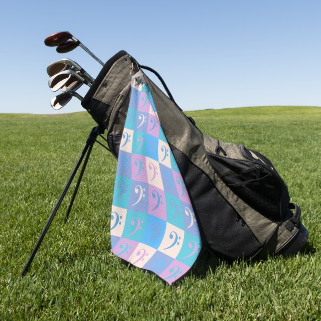 Bass Clef Music Pattern Pastel Golfhandtuch (Gras)