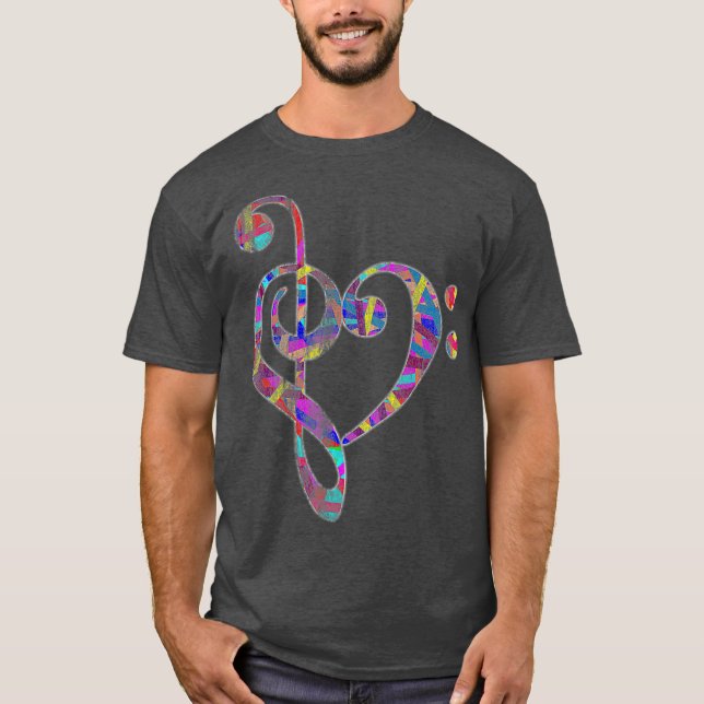 Bass Clef Musician Valentinstag gibt Treble T-Shirt (Vorderseite)
