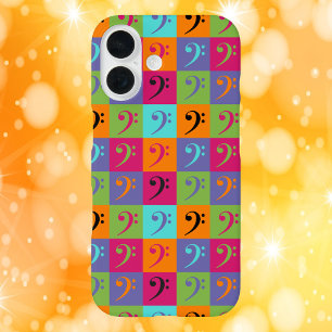 Bass Clef Musikmuster Orange Pink Lila iPhone 16 Hülle