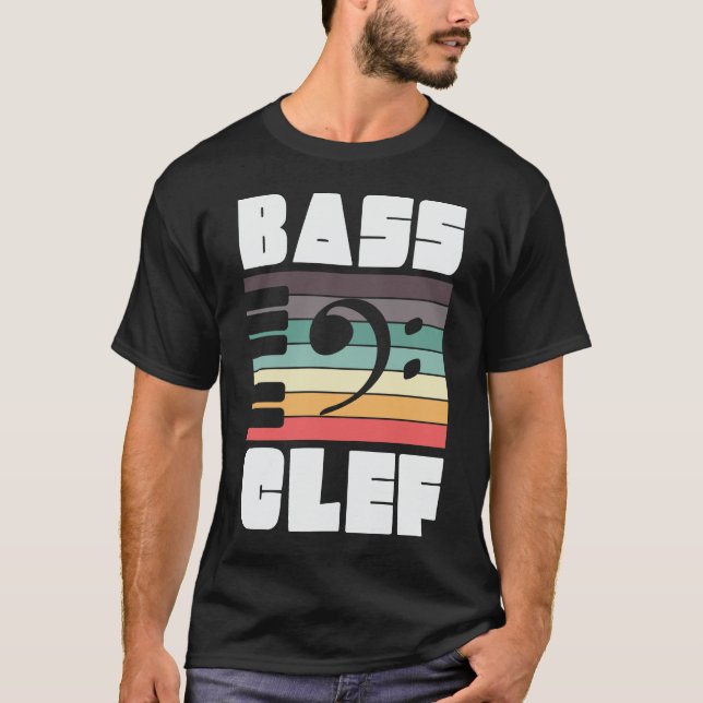 Bass Clef Musiknoten Digitale Kunst T-Shirt (Vorderseite)