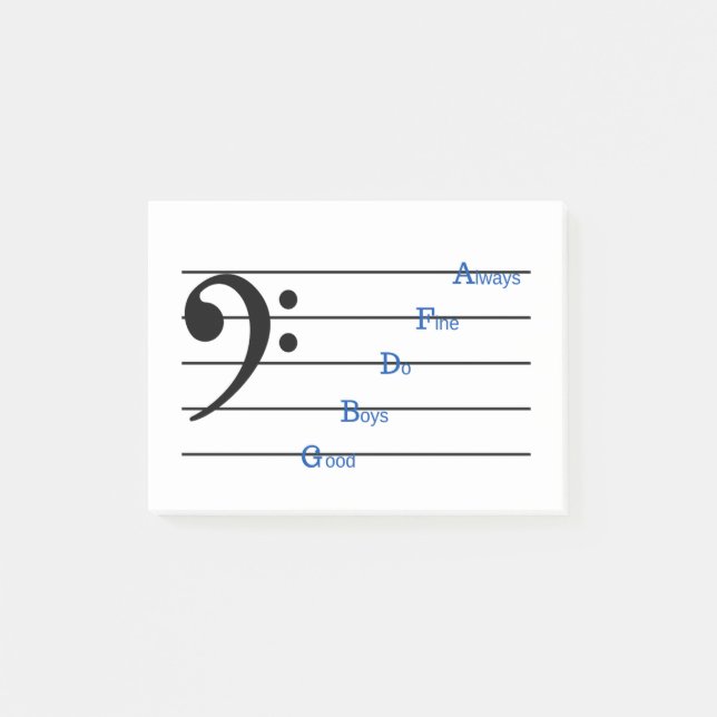 Bass Clef Post-it Notes (Line Rhymes) Post-it Klebezettel (Vorderseite)