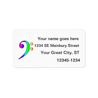 Bass Clef Rainbow Gradient Kontur Adressaufkleber