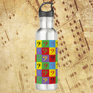 Bass Clef Rainbow Pop Art Pattern Edelstahlflasche