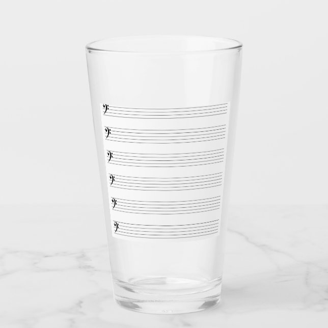 Bass Clef Staves Glas (Vorderseite)