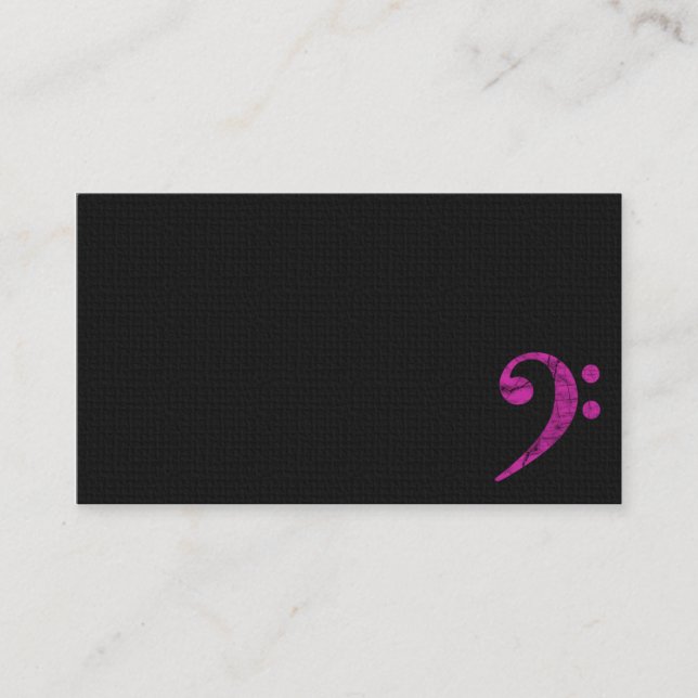 Bass Clef Symbol Fuschia Musician Business Card Visitenkarte (Vorderseite)