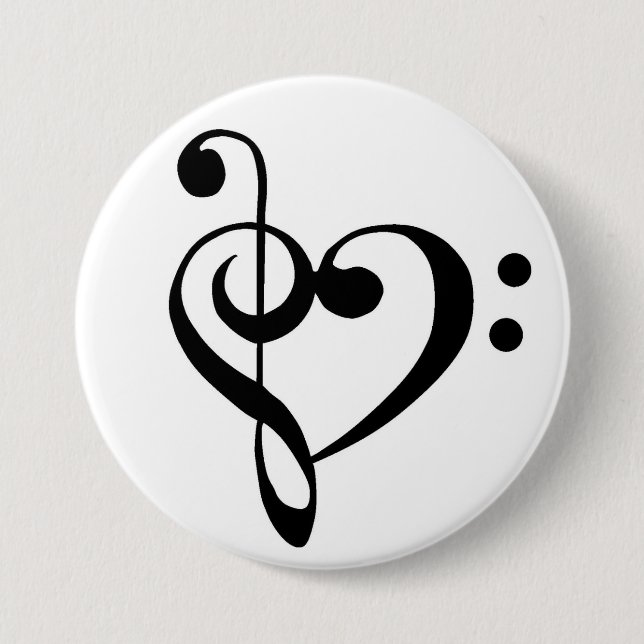 Bass Clef und Treble Clef Herz Button (Vorderseite)