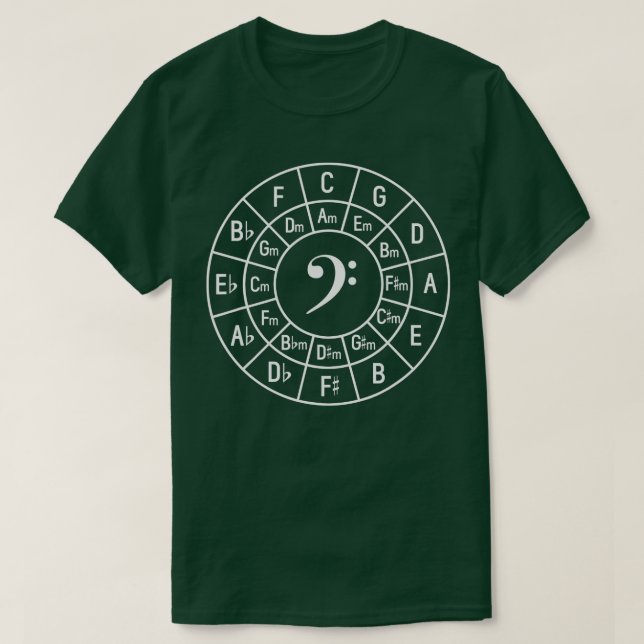 Bass-Clef-Zirkel von Fünf Fünftel Komponist Musike T-Shirt (Design vorne)