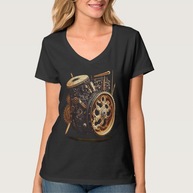 Bass drum  music instrument Graphic steampunk T-Shirt (Vorderseite)