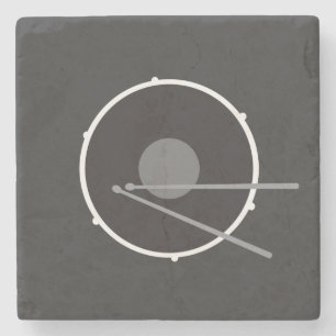 Bass Drum Schwarz-Weiß-Coole Minimal Steinuntersetzer