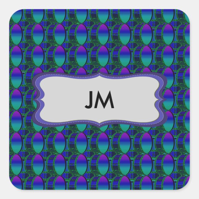 Bass Drum Shades Blue Pattern Monogram Sticker (Vorderseite)