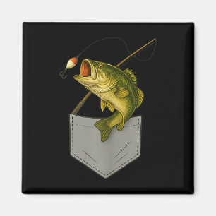 Bass-Fisch-Tasche lustige Fischerei-Grafik für Män Magnet