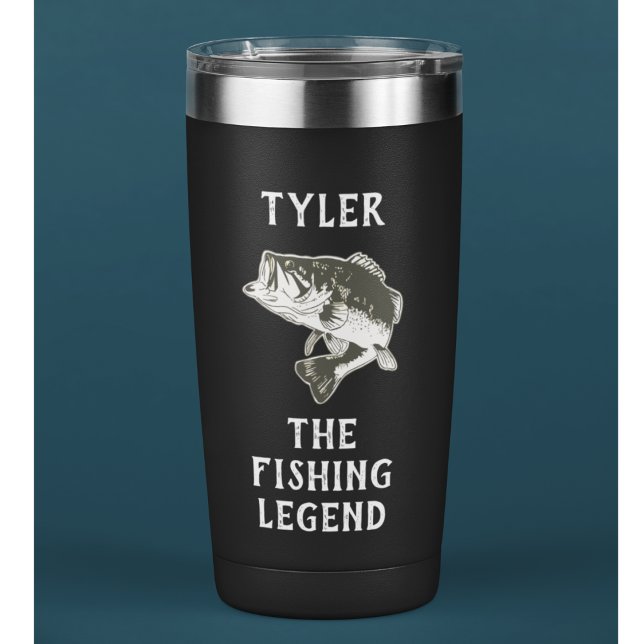 Bass Fischen der Legende Name Funny Thermobecher (Bass fishing personalized coffee travel mug "The Fishing Legend" )
