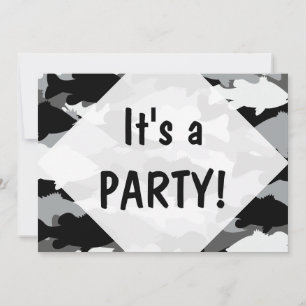 Bass Fischen Schwarze Camouflage Einladung