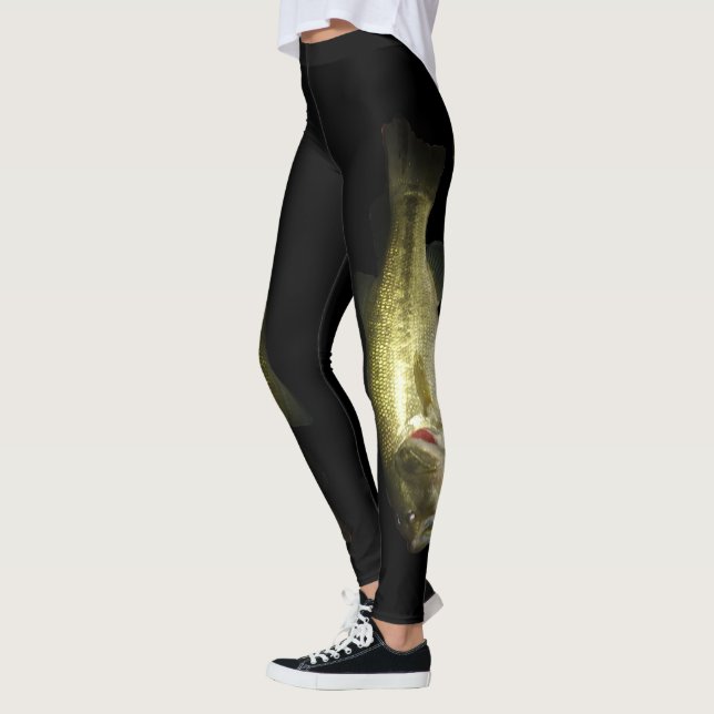 Bass Fischen Schwarze Grüne Frauen Leggings (Links)
