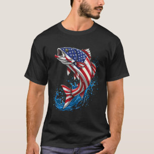 Bass-Fischerei Humor Amerikanische Flagge Patrioti T-Shirt