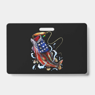 Bass Fish American Flag Patriotic Fishing Ausweis