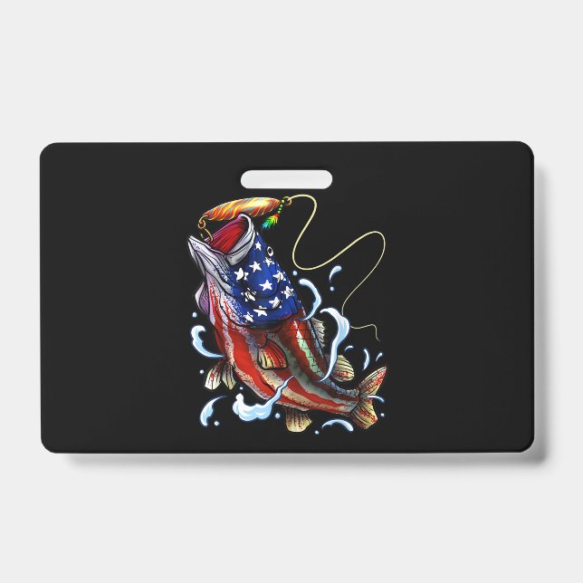 Bass Fish American Flag Patriotic Fishing Ausweis (Vorderseite)