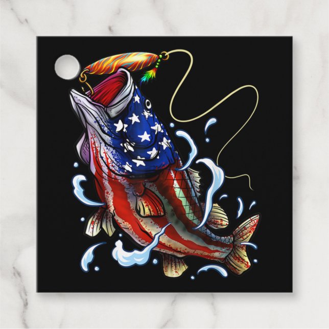 Bass Fish American Flag Patriotic Fishing Geschenkanhänger (Vorderseite)