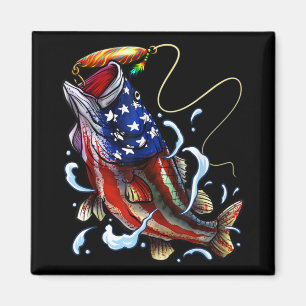 Bass Fish American Flag Patriotic Fishing Magnet
