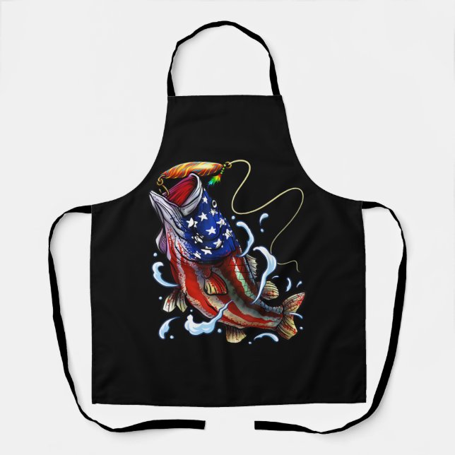 Bass Fish American Flag Patriotic Fishing Schürze (Vorderseite)