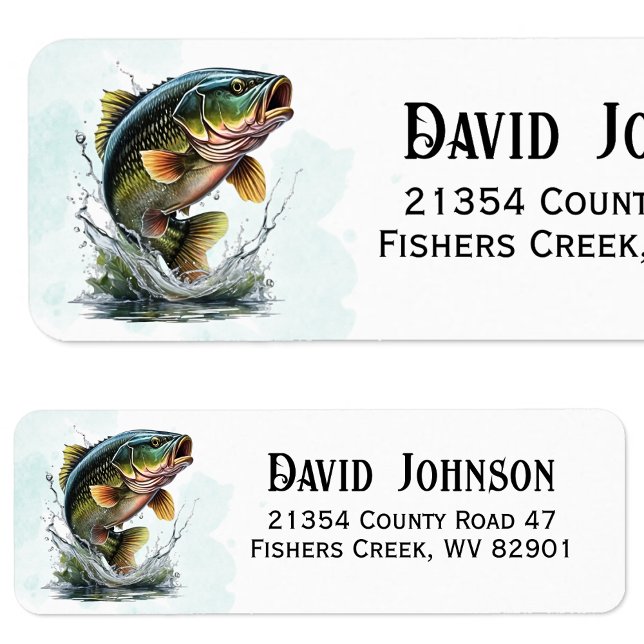 Bass Fish Fisherman Rücksendeadresse (Bass Fish Fisherman Return Address Label)