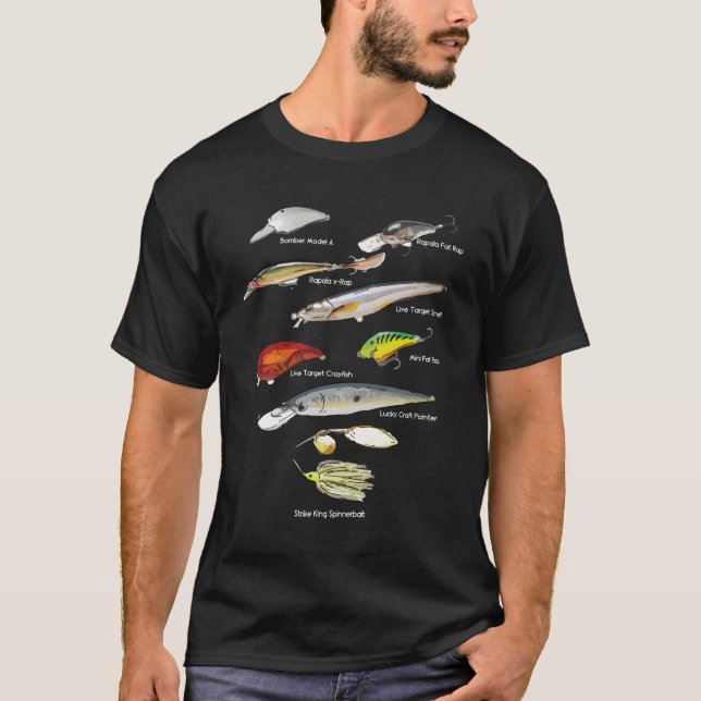 Bass Fish Lures Baits Fishing T-Shirt (Vorderseite)