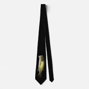 Bass Fish Men's Black Elegant Neck Tie Krawatte