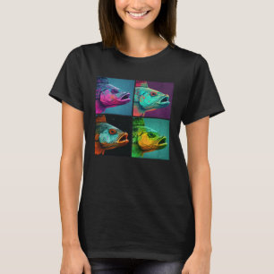 Bass Fish Pop Illustration Farbige Tierfrauen T-Shirt