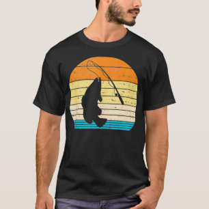 Bass Fish Rod Retro Fischerei Fischer Angl T-Shirt