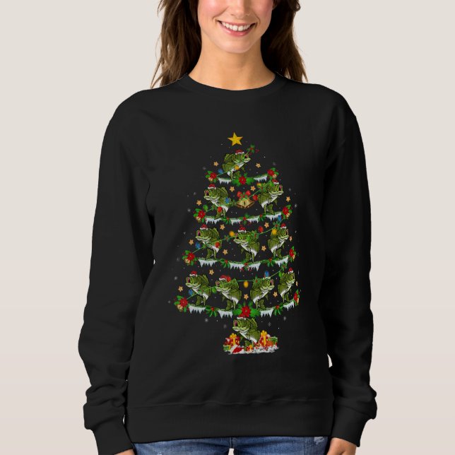 Bass Fish  Xmas Lights Bass Fish Christmas Tree Sweatshirt (Vorderseite)