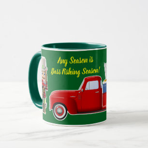 Bass Fisherman Nutcracker mit Little Red Truck Tasse