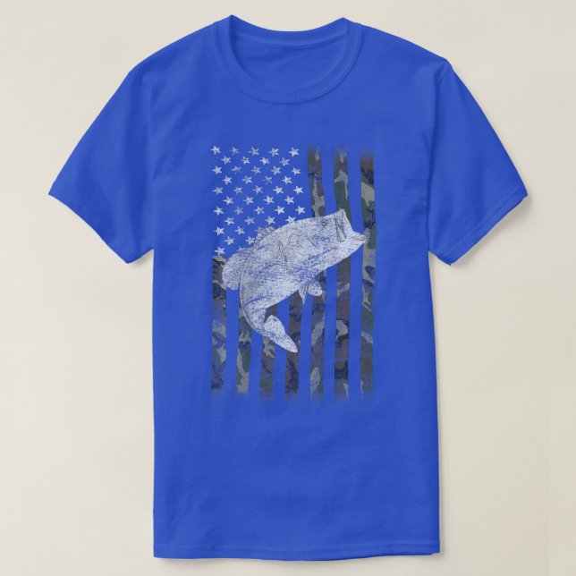 Bass Fishing American Camouflage USA Flaggen für F T-Shirt (Design vorne)