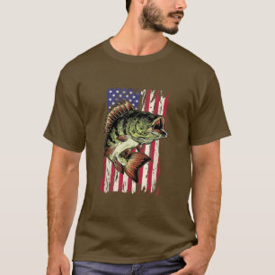 Bass Fishing American Flag 4. Juli für Fischerei T-Shirt