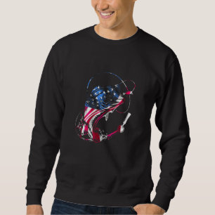 Bass Fishing American Flag for Patriotic Fisherman Sweatshirt