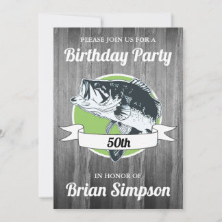 Bass Fishing Birthday Men's Sports Angler 50. Einladung
