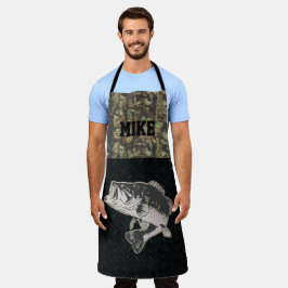Bass Fishing Camouflage Männer Name Sport Cool Schürze