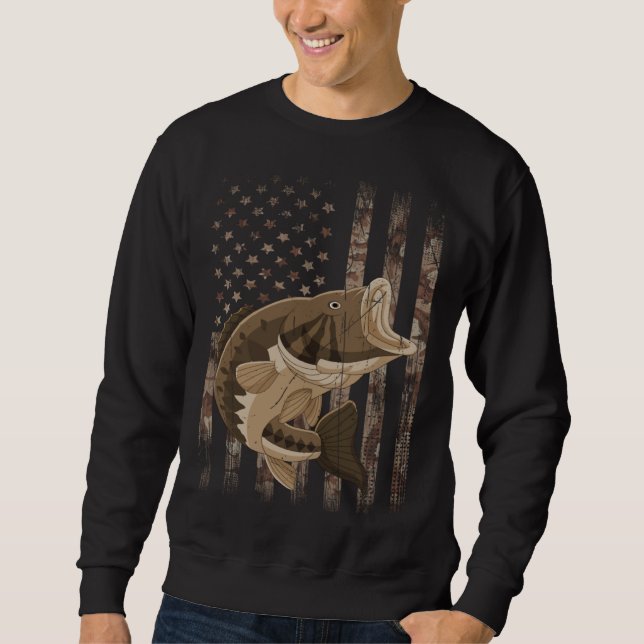 Bass Fishing  Camouflage USA Flag Sweatshirt (Vorderseite)