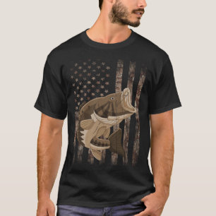 Bass Fishing Camouflage USA Flag T-Shirt