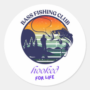 Bass Fishing Club Retro Sonnenuntergang Runder Aufkleber