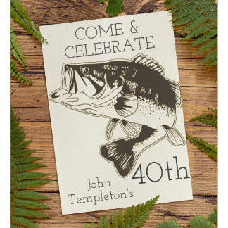 Bass Fishing Erwachsene Birthday Sport im Freien Einladung