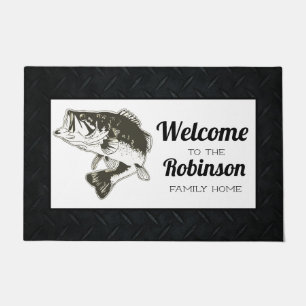 Bass Fishing Familienname Begrüßungsmatte Fußmatte